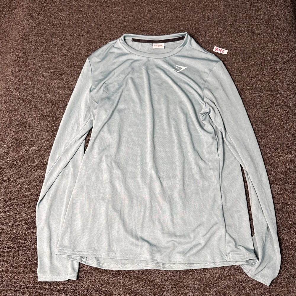 Gym Shark Size Medium Long Sleeve Workout Shirt Blue #892